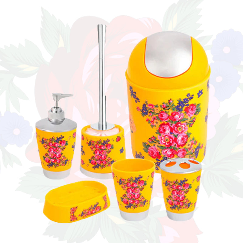 Kokum Floral Art 6 Pcs Bathroom Accessories Set