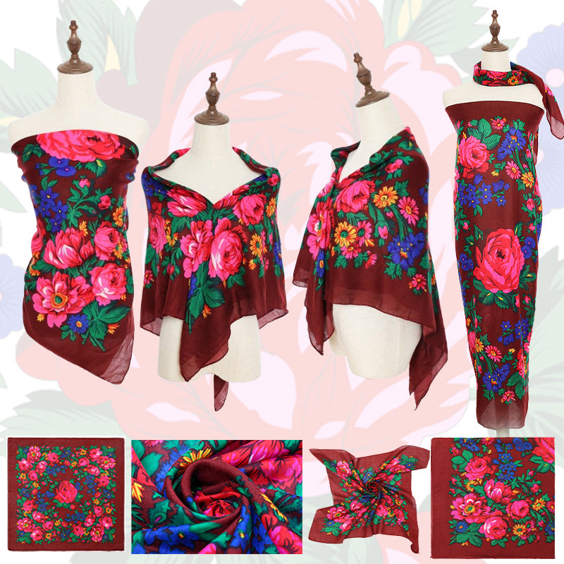 Non-Metallic Kokum Floral Scarf