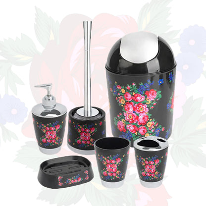 Kokum Floral Art 6 Pcs Bathroom Accessories Set