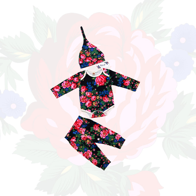 Kokum Floral Art Baby Onesie Set