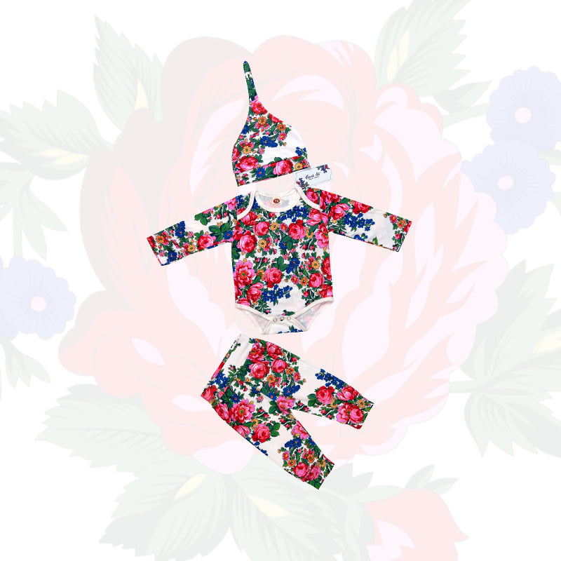 Kokum Floral Art Baby Onesie Set