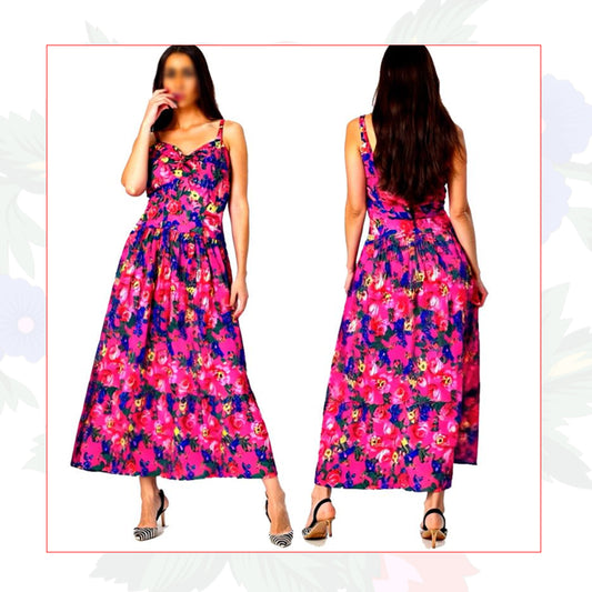 Floral Art V-Neck Maxi Summer Sun Dress