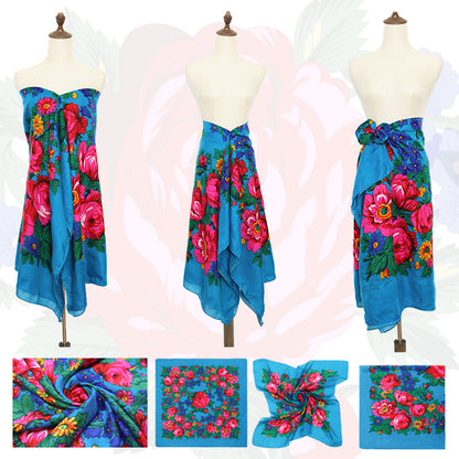 Non-Metallic Kokum Floral Scarf