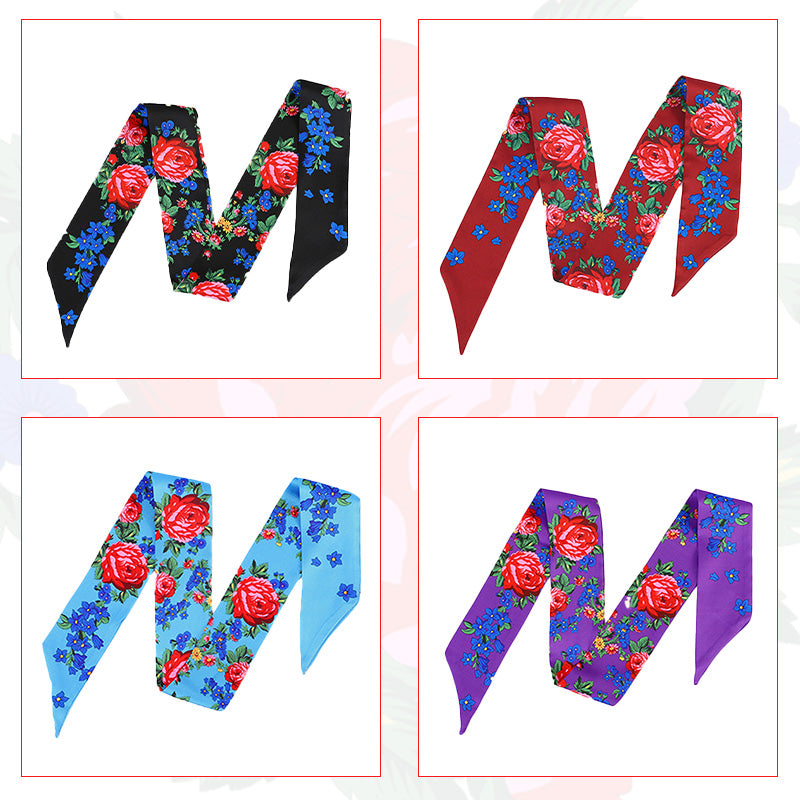 Kokum Floral Art Silk Twilly Satin Scarf