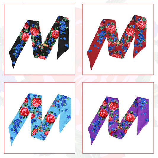 Kokum Floral Art Silk Twilly Satin Scarf