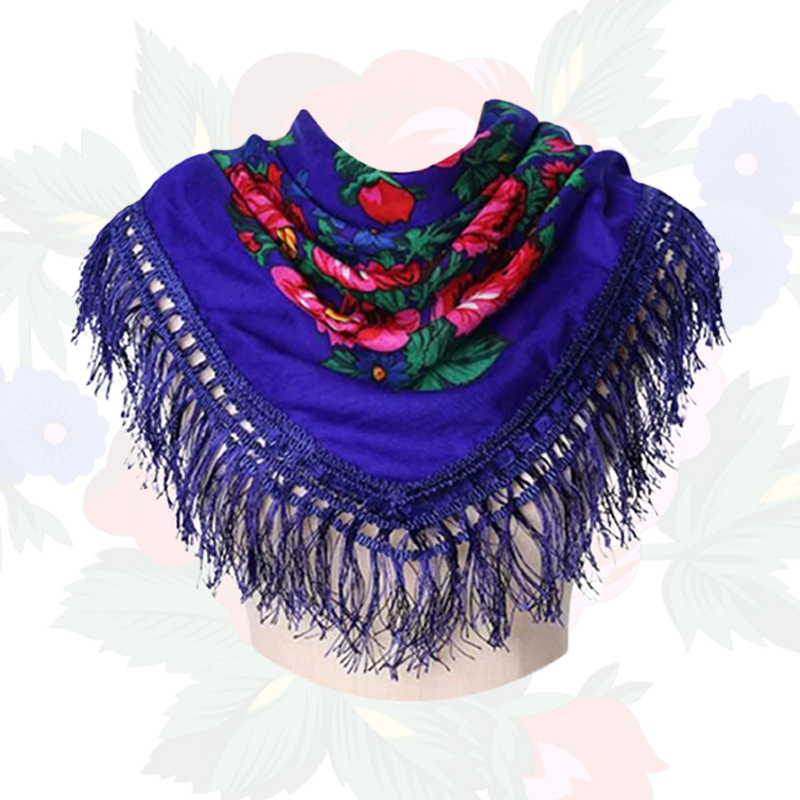Fringed Metallic Kokum Floral Scarf