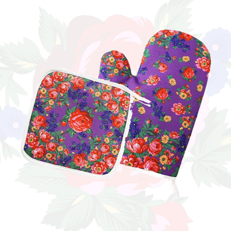 Kokum Floral Oven Mit and Pot Holder Set